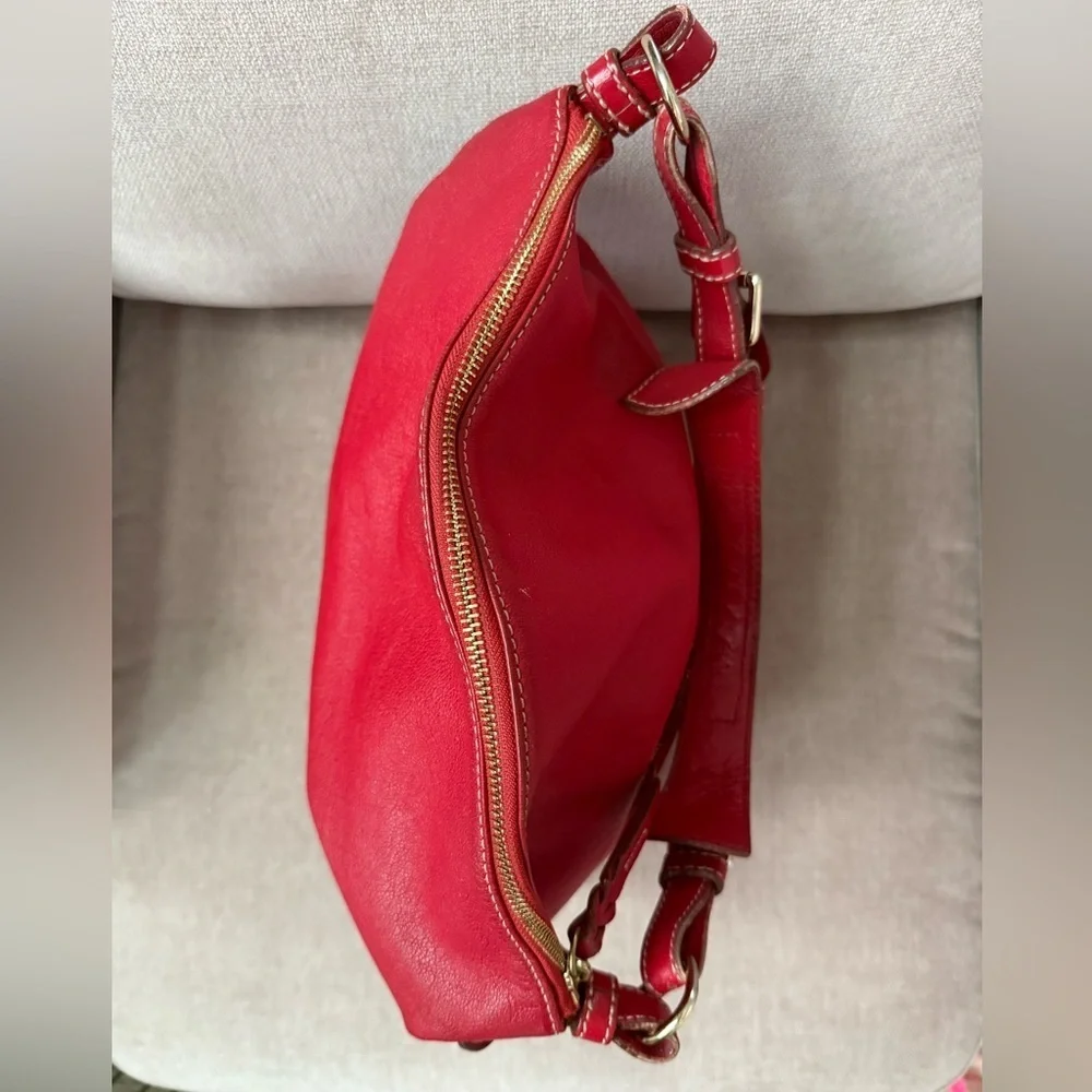 Dooney&Bourke Red Dillen Pebbled Leather Satchel Shoulder Bag